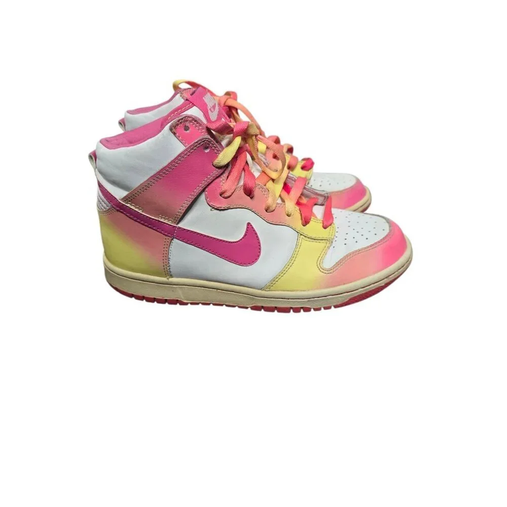 Nike Dunk High GS Rainbow Pink Yellow Sneaker6 Y